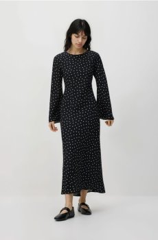 Reserved - Максі сукня в горошок - чорний - 465IM-99X