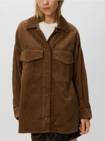 Reserved - Вельветова сорочка з кишенями - коричневий - 568EH-88X