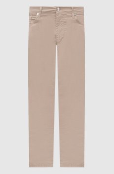 Бежевые брюки с патчем логотипа