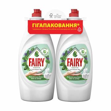 Средство для мытья посуды Fairy Чайное дерево и мята, 2*900 мл Средство для мытья посуды Fairy Чайное дерево и мята, 2*900 мл