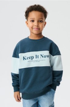 Світшот із принтом - темно-синій