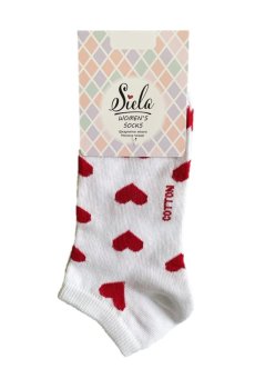 Носки женские Siela RT1312-141 короткие, белые с большими сердечками, размер 36-39