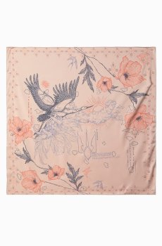Бежева шовкова хустка з принтом Душа