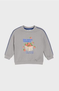 Світшот crewneck з принтом полуниці - сірий