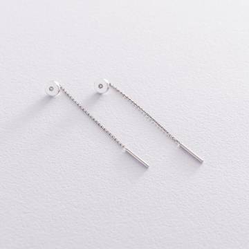 Серьги - протяжки в белом золоте (бриллианты) 102-10080 Серьги - протяжки в белом золоте (бриллианты) 102-10080