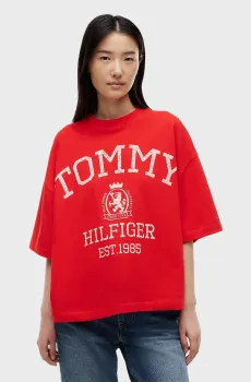 Женская красная футболка VARSITY Красный L Tommy Hilfiger WW0WW50940