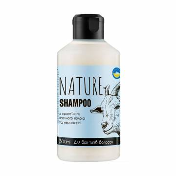 Шампунь Bioton Cosmetics Nature Shampoo для всех типов волос, с протеинами козьего молока и кератином, 300 мл Шампунь Bioton Cosmetics Nature Shampoo для всех типов волос, с протеинами козьего молока и кератином, 300 мл
