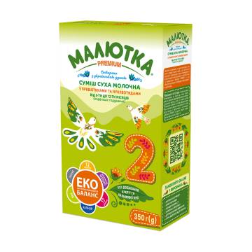 Детская сухая молочная смесь Малютка Premium 2 с пребиотиками и нуклеотидами, от 6 до 12 месяцев, 350 г