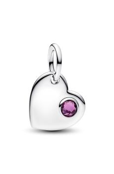 Намистина "Серце з фіолетовим каменем"