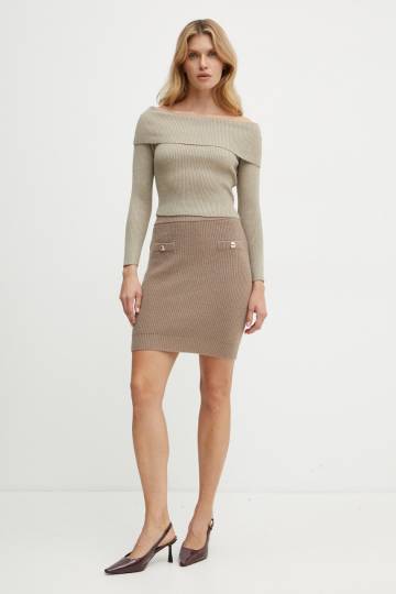 Юбка с примесью шерсти Guess ZYLEE цвет коричневый mini прямая W4BD64 Z2WX0 Юбка с примесью шерсти Guess ZYLEE цвет коричневый mini прямая W4BD64 Z2WX0