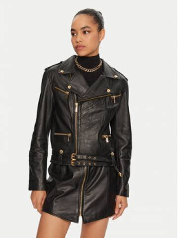 Just Cavalli Шкіряна куртка 77PAVP08 Чорний Loose Fit Just Cavalli Шкіряна куртка 77PAVP08 Чорний Loose Fit