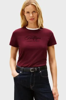 Женская бордовая футболка SCRIPT REG Бордовый S Tommy Hilfiger WW0WW46120
