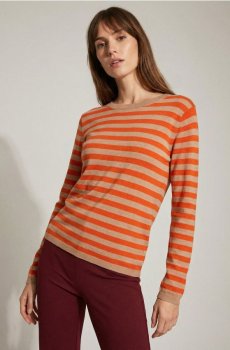 Віскозний светр у смужку - мандариновий