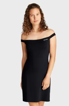 Женское черное платье LOGO MILANO BARDOT DRESS Черный S Calvin Klein Jeans J20J225541