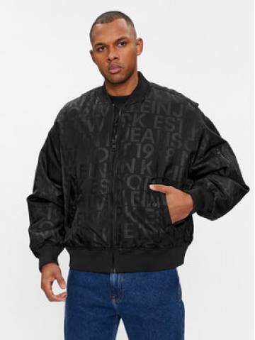Calvin Klein Jeans Куртка бомбер Logo Aop J30J324658 Чорний Oversize Calvin Klein Jeans Куртка бомбер Logo Aop J30J324658 Чорний Oversize