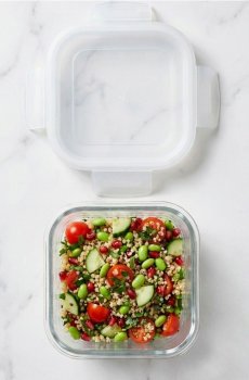 Скляний контейнер для їжі з кришкою - clear