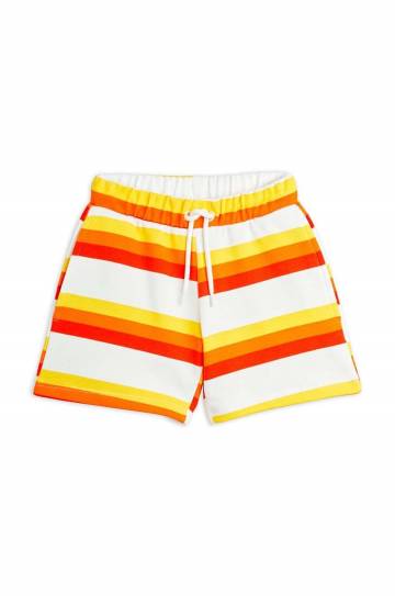 Детские хлопковые шорты Mini Rodini Stripe цвет оранжевый с узором Детские хлопковые шорты Mini Rodini Stripe цвет оранжевый с узором