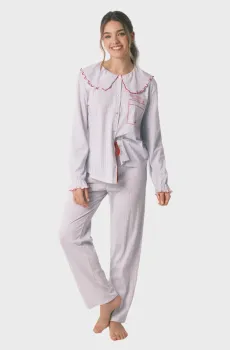 Женская голубая пижама в полоску (рубашка, брюки) Голубой XL womensecret 3133480