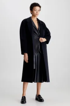 Женское черное шерстяное пальто CUT OUT WOOL WRAP COAT Черный 40 Calvin Klein K20K205496