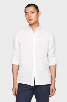 Мужская белая льняная рубашка PIGMENT DYED LI SOLID RF Белый M Tommy Hilfiger MW0MW34602