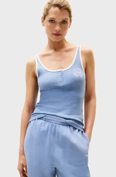 Женская голубая майка RIB TANK TOP Голубой XS Tommy Hilfiger UW0UW05791