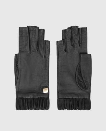 Черные кожанные митенки