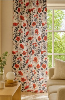 Штора з квітковим візерунком - білий