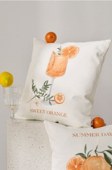 Наволочка з мотивом апельсина - кремовий