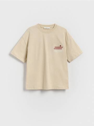Reserved - Бавовняна футболка оверсайз - бежевий - 085CJ-08X