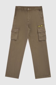 Детские джинсы цвета хаки с нашивкой логотипа