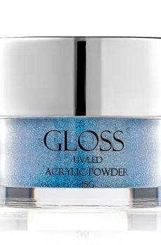 Уценка! Акриловая пудра для ногтей Gloss UV/LED Acrylic Powder 026 Бежевый с голубым микроблеском, 15 г