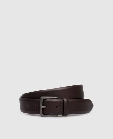 Коричневый кожаный глянцевый ремень