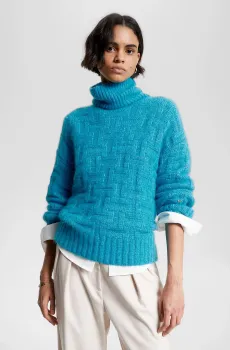 Женский голубой свитер AMD TONAL TEXTURE ROLL-NK SWT Голубой L Tommy Hilfiger WW0WW39886