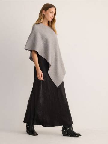 Reserved - LADIES` PONCHO - світло-сірий - 449BD-09X Reserved - LADIES` PONCHO - світло-сірий - 449BD-09X
