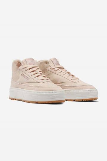 Замшевые кроссовки Reebok Club C Geo Mid цвет бежевый GV7037-cream Замшевые кроссовки Reebok Club C Geo Mid цвет бежевый GV7037-cream
