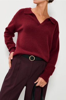 Джемпер з коміром - бордовий
