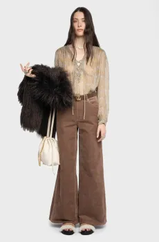 Женские коричневые вельветовые брюки Eli Коричневый 38 ZADIG&VOLTAIRE WWPA01872_WOOD