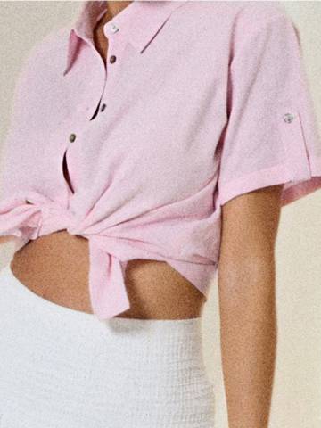 Бавовняна сорочка з коротким рукавом - рожевий Бавовняна сорочка з коротким рукавом - рожевий