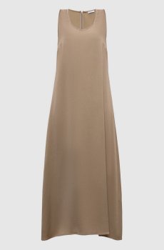 Бежевое платье миди с цепочкой мониль
