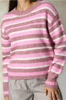 Светр в смужку з домішкою вовни - різнобарвний