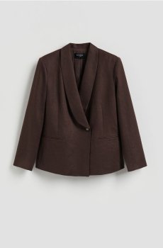 Reserved - Блейзер з льону - темно коричневий - 044JL-89X