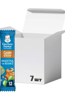 Упаковка детских фруктово-злаковых батончиков Gerber Виноград и яблоко, от 12 месяцев, 25 г * 7 шт