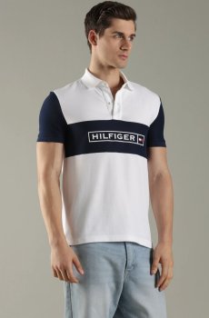 Tommy Hilfiger Men Brand Logo Colourblocked Polo Collar T-shirt