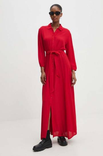 Платье Answear Lab цвет красный maxi расклешённая Платье Answear Lab цвет красный maxi расклешённая