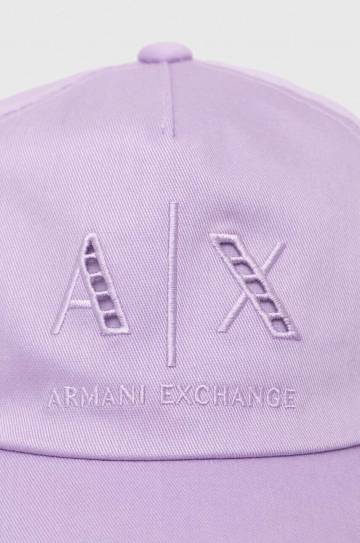 Хлопковая кепка Armani Exchange цвет фиолетовый однотонная Хлопковая кепка Armani Exchange цвет фиолетовый однотонная