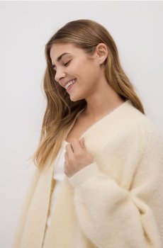 Reserved - Кардиган з додаванням вовни альпака - світло-жовтий - 098JA-10X