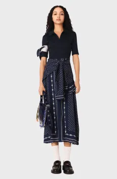 Женское темно-синее платье Синий 34 MAJE MFPRO04630_Navy Dot Bandana Print