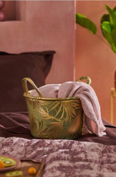 М’який кошик з ручками та золотим принтом у вигляді листя - різнобарвний