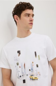 Reserved - Футболка вільного крою з принтом - білий - WC977-00X