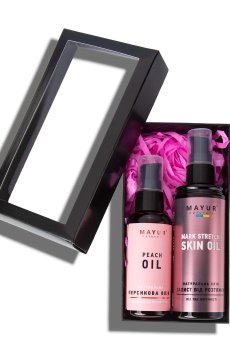 Набор для тела и лица Mayur Персик (масло от растяжек во время беременности, 120 мл + масло персиковых косточек, 50 мл)
